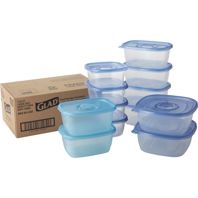 Glad Family Variety Pack Food Storage Containers, Variety-12 Count`, Clear