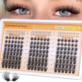 Manga Lash Clusters with Bottom Eyelash Clusters 180pcs Wispy Lashes Clusters Spiky Lash Extensions Natural C Curly Individual Lashes 8-16mm DIY Cluster Eyelash Extensions by Ruairie