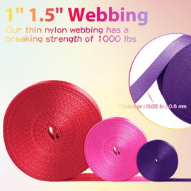 Nylon Webbing 1 inch 1.5 inch Nylon Strap Webbing Straps, 3.3 10 25 50 Yards Webbing Strapping for Bags/Lawn Chair/Climbing Outdoors Crafting DIY Gear Repair(Green,1 inch x 3.3 Yards)