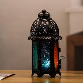 PRETYZOOM Vintage Candle Holder, Decorative Lantern Candle Lantern, Metal Candle Holder Hanging Lantern for Home, Patio, Tabletop Decoration (Black)