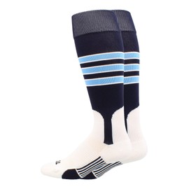 TCK Baseball Stirrup Socks Pattern D (Navy/White/Columbia Blue, X-Large)