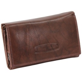 Ledershop24 RFID Women's Leather Wallet Women's Purse – Long Brown Leather – Gift Set + Exclusive Keyring, brown, Women's leather wallet long - landscape format