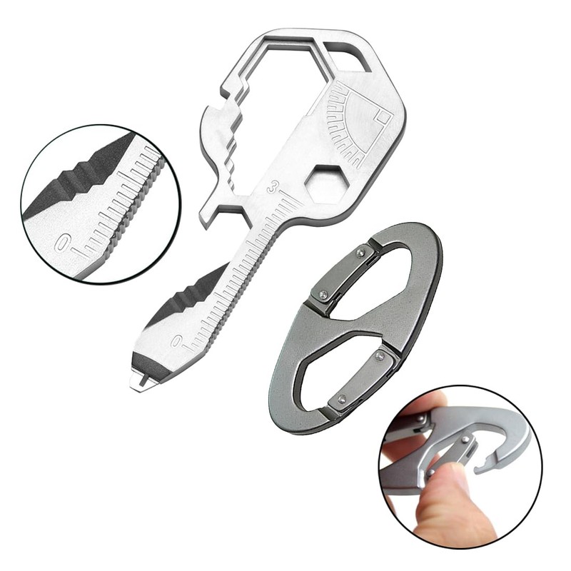 1 x 24-in-1 Multi Tool Key, Key-Shaped Stainless Steel Pocket