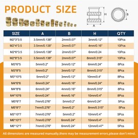 Paifeancodill Brass Thread Plug Kit - 300PCS 15 Sizes M2-M6 - Heating Kit for Plastic Parts - Public Rock Thread Plug-in