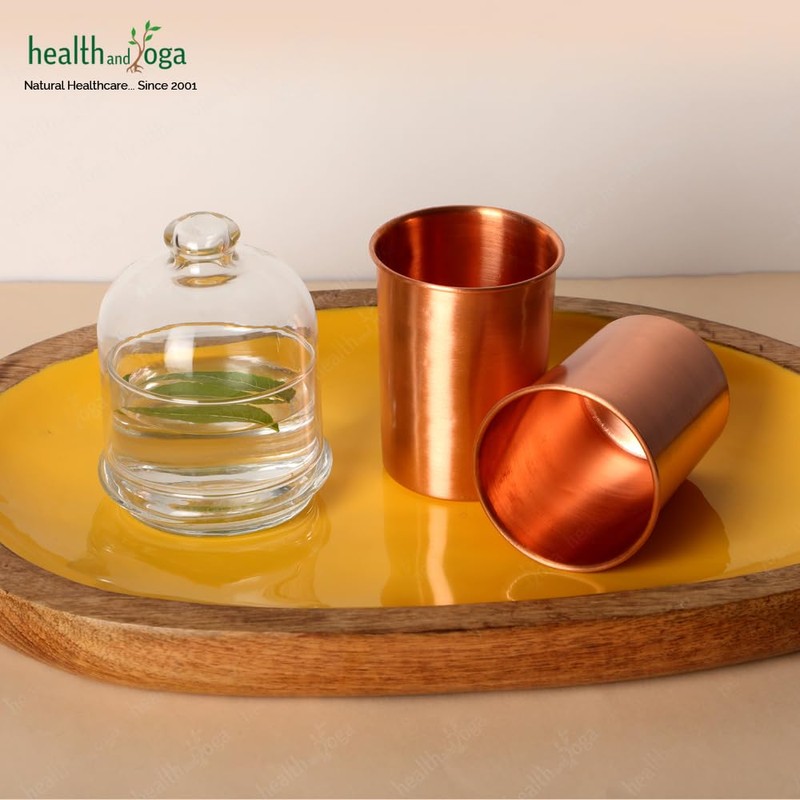 HealthAndYoga™ qCup Pure Copper Tumblers for Drinking - Ayurvedic Health