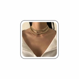 Wendalern Cuban Link Choker Necklace Layered Cuban Chain Necklace Thin Round Snake Chain Necklace Multilayer Miami Chunky Curb Link Chain Necklace Hip Hop Jewelry for Women and Girls