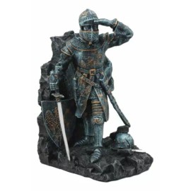 Ebros Gift Medieval Dragon Heraldry Knight Bookends Statue 8"Tall Set Suit Of Armor Knights