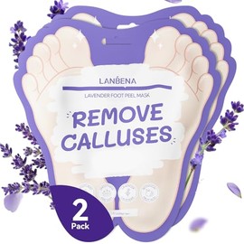 LANBENA 2 Pairs Exfoliating Foot Peel Mask for Hard Skin - Moisturising Foot Mask Socks for Removing Dry Dead Skin, Calluses & Repairing Rough Heels, for Baby Soft, Smooth Feet - Lavender&Vitamin C