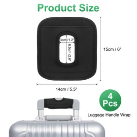 QUARKZMAN Luggage Handle Wraps, 4 Pieces Hollow Neoprene Handbag Handle Cover Protector Luggage Identifiers Suitcase Handle Wrap for Luggage Suitcase Travel Bags, Black