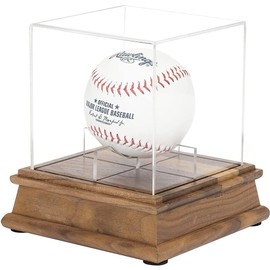 Baseball Sign Case Home Run Baseball Case Prevent Baseball Degradation Acrylic Wooden Base Collection Case Display Important Memorial Ball Home Run Ball (No Baseball)