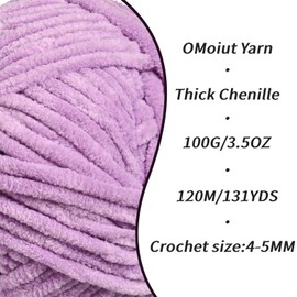 3 Pack Light Purple Fluffy Velvet Yarn for Crocheting, Chunky Chenille Baby Blanket Yarn for Crocheting, Soft Fuzzy Puzzle Yarn for Knitting,(100g/3.53oz Each) Bulky Thick Amigurumi Crochet Yarn