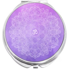 NewCharms Ohm Mandala Symbol Compact with Mirrors - Perfect for your Pocket or Purse