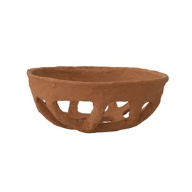 Creative Co-Op Handmade Paper Mache Basket, Rust Decorative Accents, 13" L x 13" W x 5" H, Red