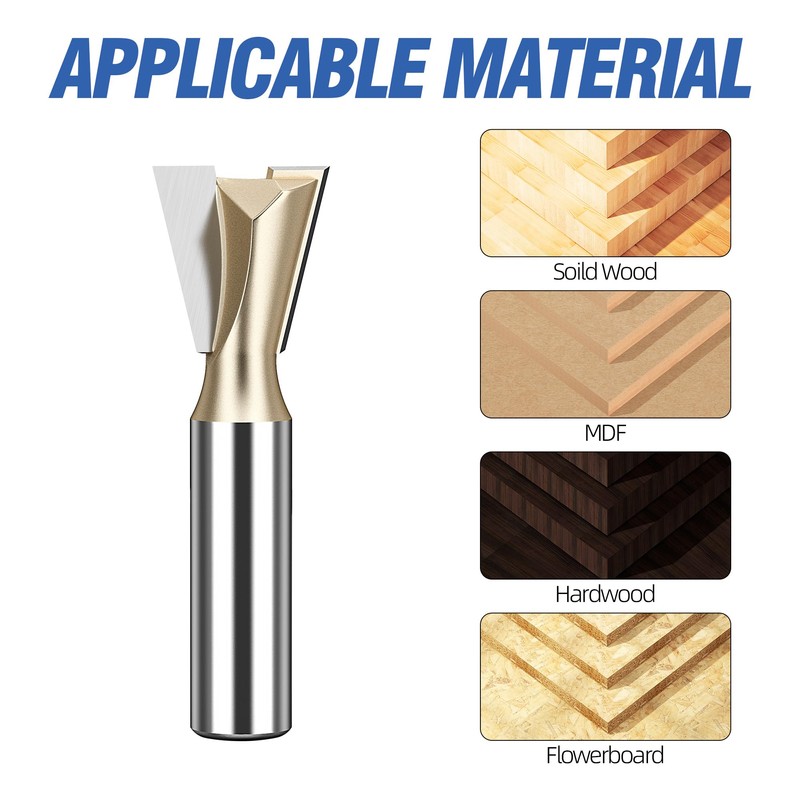HUHAO Dovetail Router Bit 7/8-Inch 14.5 Degree, with 1/2-Inch Heavy-Duty