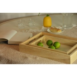 ANSDLIIY Wooden Serving Tray,Breakfast Tray,Wooden Tray,Decorative Tray,Used in Bedroom, Kitchen, Living Room, Bathroom,Coffee Tables,Hospital,Outdoors,Homes, Restaurant (2 pcs Set)