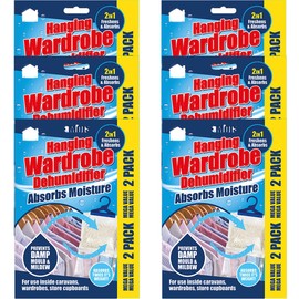 Zale Yardley Dehumidifier Bags, Wardrobe Dehumidifier, Disposable Dehumidifier Condensation Remover Interior Damp Moisture Absorber For Home, Bedroom, Wardrobe, Cupboards, Caravan, or Garage (12 Pack)