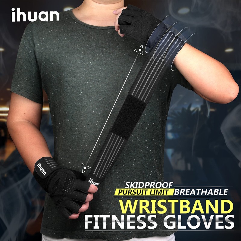 ihuan (X-Small) Ventilated Weight Lifting Gym Workout Gloves with Wrist