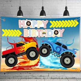 Monster Truck Birthday Backdrop 5x3 feet