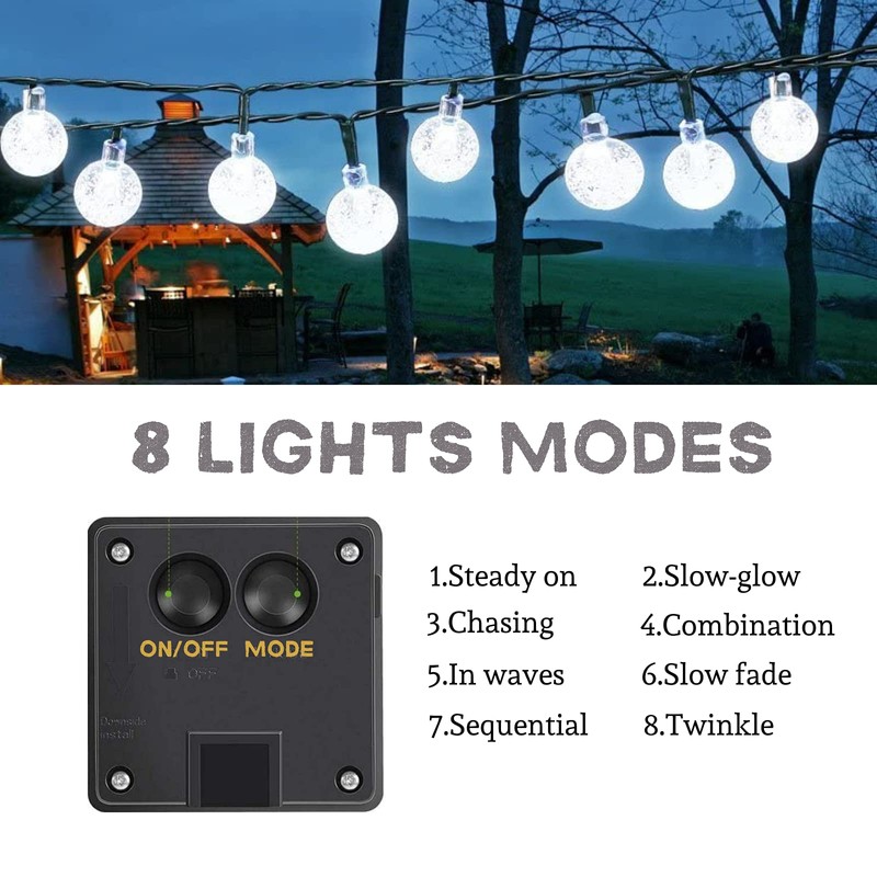 Globe Solar String Lights 29ft 60LED Solar Globe Lights Waterproof
