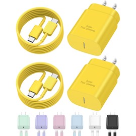 Type C Charger Fast Charging USB C Charger Type C Charger 25W Super Fast Wall Charger for Galaxy S24 S23 S22 S21 S21+/S21 Ultra/S20/S20 Ultra/Note 20 Ultra,Android Charger(Yellow)