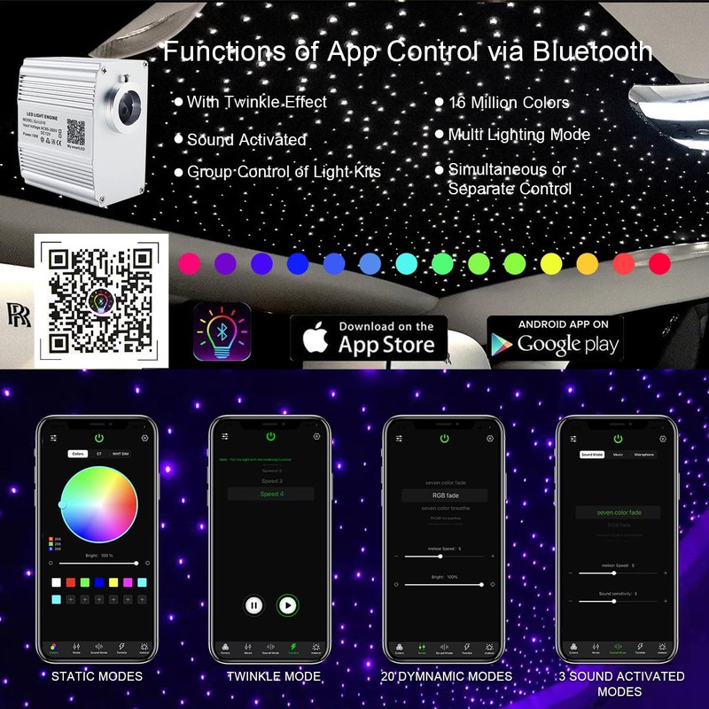 AKEPO 10W Twinkle Fiber Optic Light Engine Light Source, APP