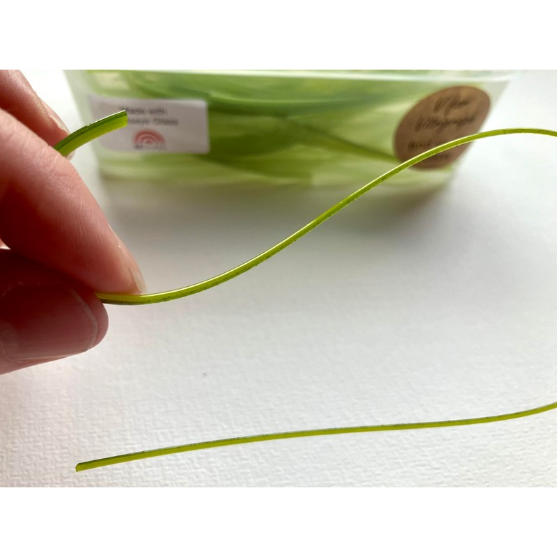 100g mixed green vitrigraph stringers, Bullseye Glass, for glass fusing