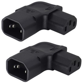 AAOTOKK 90 Grad IEC 320 C14 zu C13 Power AC Konverter,Nach Rechts Biegen IEC Weibliche C13 zu IEC Männliche C14 Netzteil,für Drucker,Computer,Spielekonsolen,Audio Multi Room Anrufe.(Rechte/2-Stücke)
