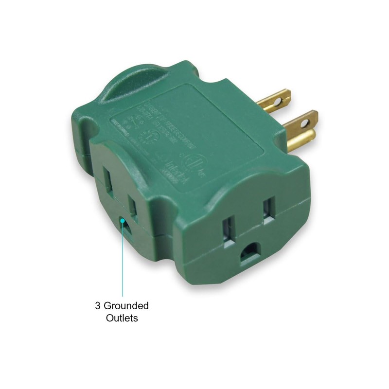 OSKOS 3 Outlet Adapter, 3 Prong Plug Extender, Heavy-Duty Grounded