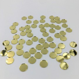 Espejo redondo de 3/8 pulgadas para mosaico con revestimiento dorado, 200 piezas (diámetro 1 cm)