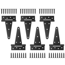 DURIGID 6 Pack 6 Inch Heavy Duty Hinges for Wood, Vinyl and Metal Gates, T Strap Hinges Used for Smaller Projects Like Cabinet Doors, Small Garden Gates, or Shed Windows