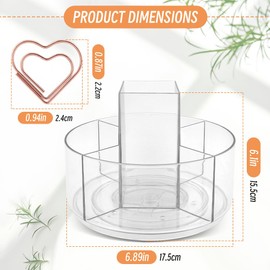 Kryslanix Rotating Pencil Holder with 10pcs Paper Clips,5 Slots 360° Rotating Pencil Holder,Crayon Organizer Marker Holder Caddy Art Supply Organizer Pen Organizer for Office Home School