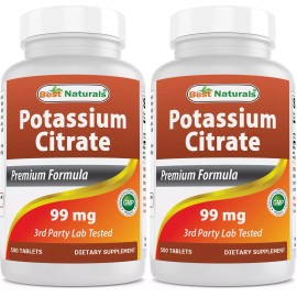 2 Pack Best Naturals Potassium Citrate 99 mg 500 Tablets
