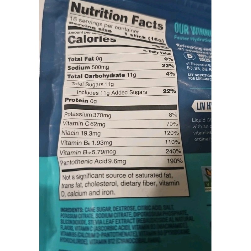 Liquid IV Hydration Multiplier, 16 Individual Serving Stick Packs Lemon