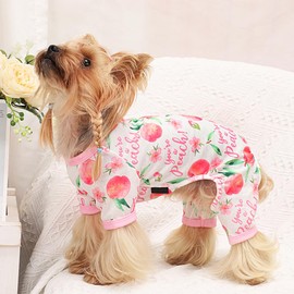 Yikeyo Dog Pajamas Small Sized Dog Boy Girl, Cotton Stretchable Pet Dog Pajamas Jammies Puppy Outfits for Small Dogs Female Male, Spring Summer Doggie Pjs Doggy Pajamas for Small Dogs (Peach Pink, S)