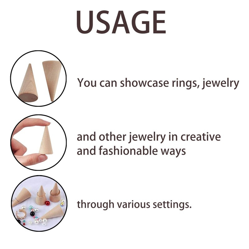 Lcvasvuz 10 Pcs Wooden Ring Display Stand Jewelry Holder Organiser