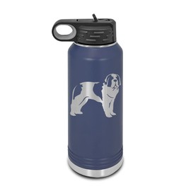 Saint Bernard Laser Engraved Water Bottle Customizable Polar Camel Stainless Steel Many Colors Sizes with Straw - st. st - 32 oz - Navy Blue