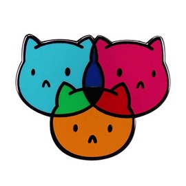 KAWADU Three Primary Colors Cat Head Brooch Cute Animal Badge Funny Cat Enamel Pin Couple Badge Clothes Bag Jewelry Accessories Pin Gifts For Friend