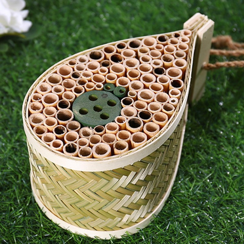 Mason Bee House, Pollinating Palace，Hanging Wooden bee House Habitat with