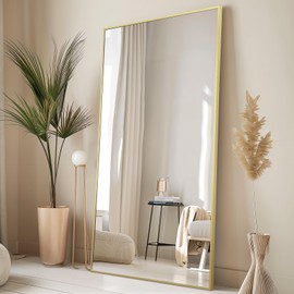 MELOMOIR 76"x34" Gold Mirror Full Length, Large Floor Mirror for Home Gym Bedroom Living Room, Oversized Mirror with Shatterproof Tempered Glass, Large Standing Mirror Haning Mirror Leaning Mirror
