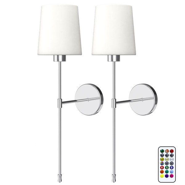 Battery Operated Wall Sconces - Set of 2 Wall Decor