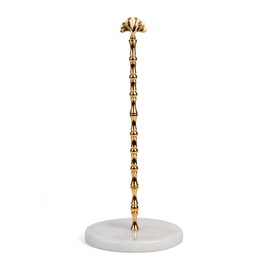 Y Luxe Gingko White-Gold Marble Countertop Paper Towel Holder - Elegant Kitchen/Bathroom Accessory -Standing Paper Towel Holder, Kitchen Paper Towel Roll Holder- for Bathroom Kitchen Countertop