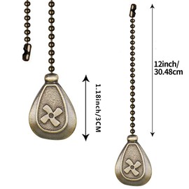 Ceiling Fan Chain Pulls Decorative Ornaments 12 Inches Walnut Bronze Color Pendant Pull Chain Fan Pulls Extension For Ceiling Light Lamp Fan Chain(Copper Pull Chain) 2 Pack