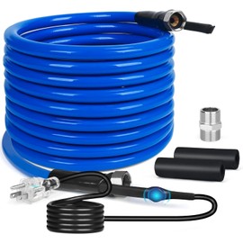 YKXJM 15FT-50FT Heated Water Hose for RV,Heated Drinking Water Hose with Thermostat,Lead and BPA Free,1/2" Inner Diameter,Temperatures Down to -40°F Self-Regulating White Appearance (25FT)
