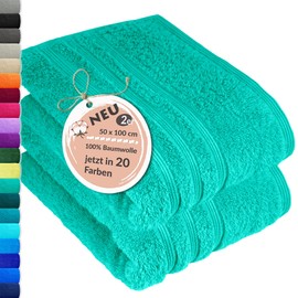 Lashuma Terry Towel Set 50 x 100 cm Sea Turquoise, London Soft Cotton Towels, Perfect for Beach, Bath and Wellness