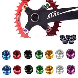 4PC Chainring Bolt Sets BMX Mountain Bike For Single Chain Rings Screws MTB Bicycle Crank Bolt Cycling Chainwheel Parts Aluminum Alloy - Color: BLACK