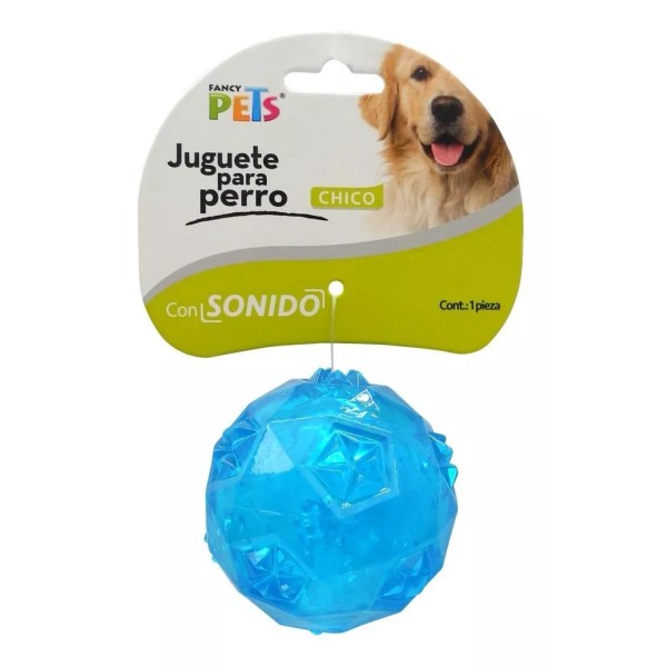 Fancy Pets Juguete Pelota Prisma Chica C/sonido Texturizada Color Azul
