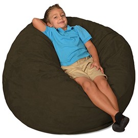 Comfy Sacks 3 ft Memory Foam Bean Bag Chair, Olive Micro Suede