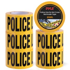 pyle 6 Pieces Safety Police Line Do Not Cross Barricade Tape Set - 656 Foot Long Tape Roll Suitable for a Wide Range of Applications, Including Roadworks, Events, and Hazardous Areas