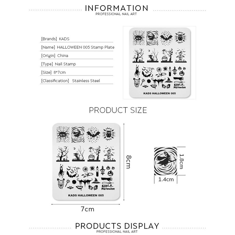 KADS Halloween Nail Plates Nail Stamp Stencils Nail Art Stamping
