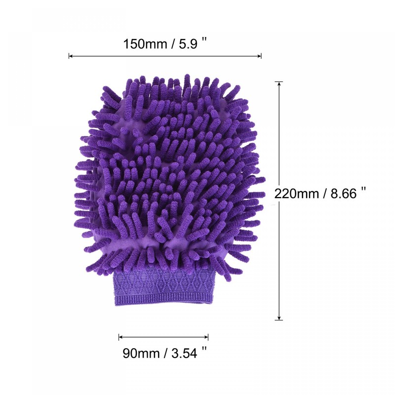 sourcing map Microfiber Soft Chenille Wash Mitten Double Sided Dusting